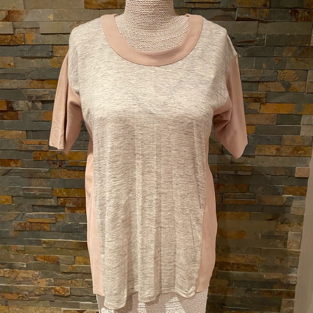 Fine Collection Suede and Linen Top NWT